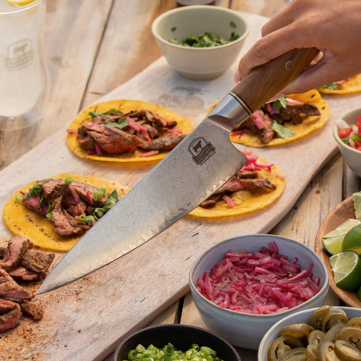 Fossil Damascus Chef Knife